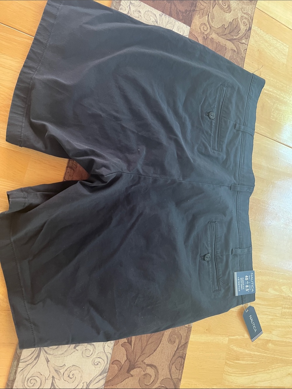 Nautica Men's Black Flat Front Chino Shorts